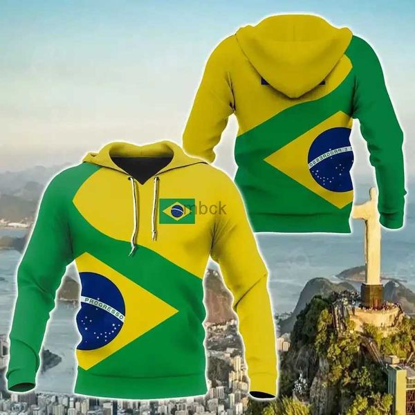 Толстовок мужские куртки бразильская флаг. Женская мода мода бразилия Emble Hoodie Kids Whoodhirts с длинным рукавом флаг флаг.