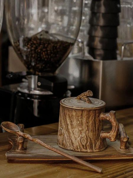 Canecas feitas à mão, personalidade de caneca de café com alça de alça Pote Creative Latte Cup de estilo japonês
