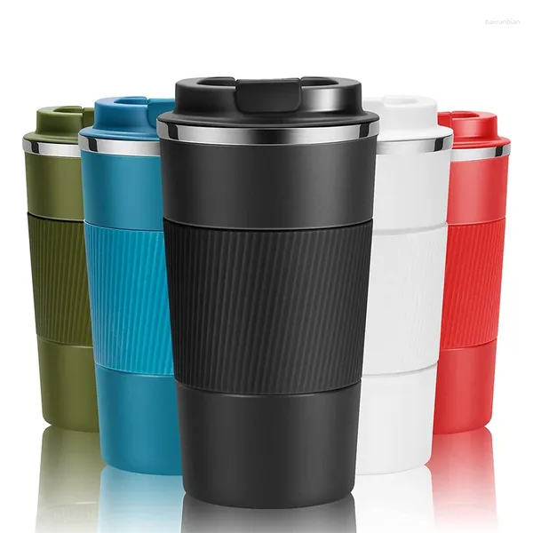 Canecas 380ml/510ml Travel Caneca de café Aço inoxidável Térmico Capa com vazamento Tumbler Vacuum Balquinhos portáteis garrafas isoladas portáteis