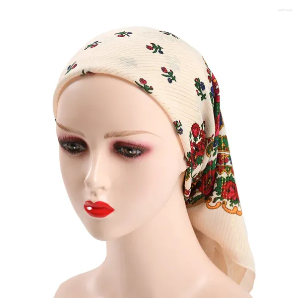 Sciarpe 85 85 cm Scarf Square russo Donne della stampa floreale di lusso Bandana Bandana Bandushka Fazzolo Female Testa Female Waps