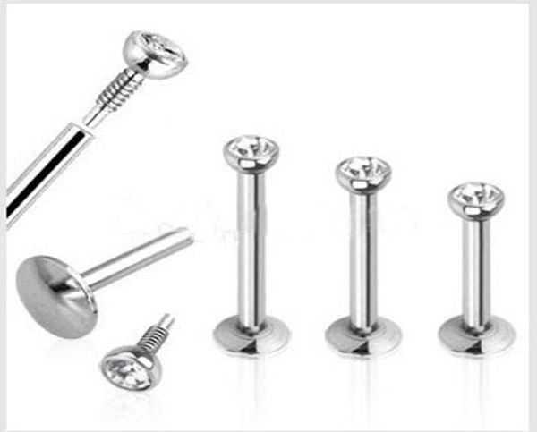 Mix 6810mm Loles de 60pcslot Moda Aço inoxidável Interior Piercing Labret Ring Jewelry Bar1320793