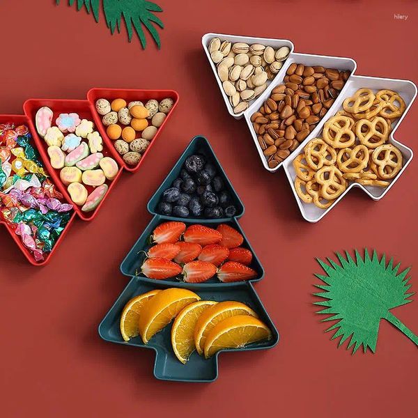Piatti creativi alberi di Natale dessert piatto soggiorno decorazione feste decorazione kawaii noce di caramelle snack scompartine vassoio vassoio