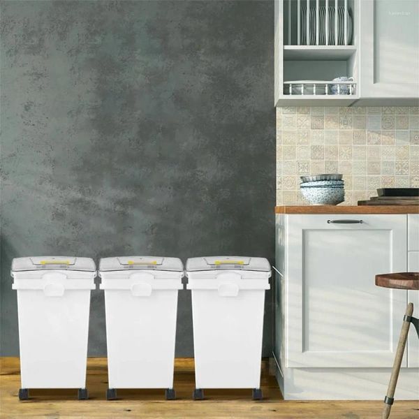 Garrafas de armazenamento Bentismo Ingrediente Bin Bins de farinha sobre rodas 6,6 galões Capacidade 3 PCs/recipiente de alimentos Set