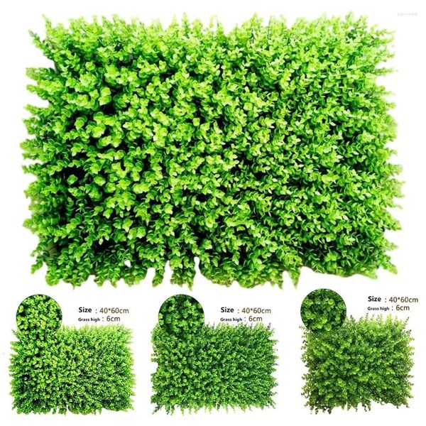 Dekorative Blumen 1PCS 40x60 cm Künstliche Pflanzenmatte Grün Wall-Hedge Graszaun Laub Panel Rasenhaus Wandgartendekoration