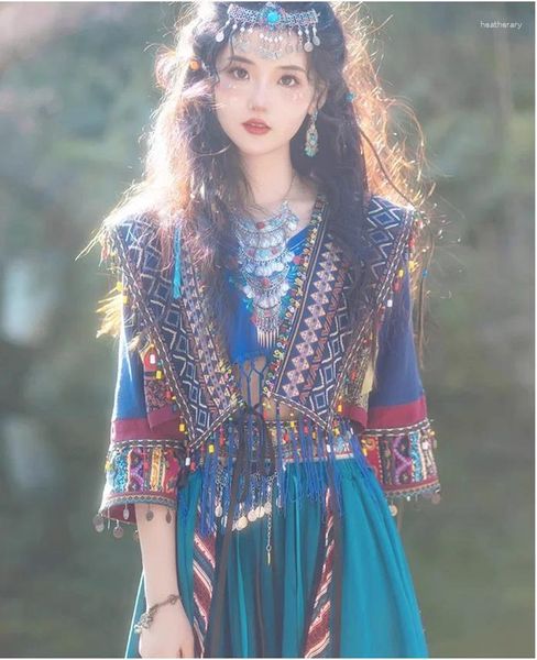 Stage Wear Miao Jiang Principessa Hanfu femmina Autumn e inverno esotico Hani Abbigliamento Ancient Dai