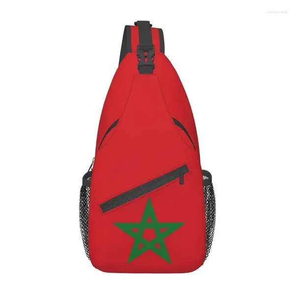 Moda de mochila A bandeira do marrocos Sling Men Men Saco de ombro para ciclismo de viagem