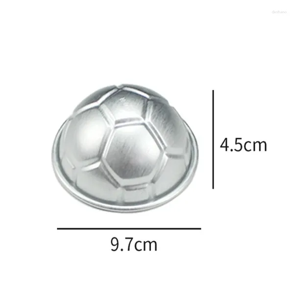 Backformen 100pcs 7,7 cm 8,7 cm 9,7 cm Aluminium Fußballkuchen Schimmel 3D halbe runde Fußballform Pudding -Werkzeuge