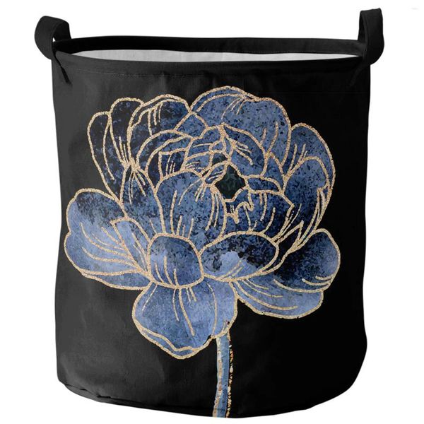 Bolsas de lavanderia Blue Flower Abstract Art Art Dirty Bath Bath Roupas impermeáveis Organizador dobrável Armazenamento de cesto