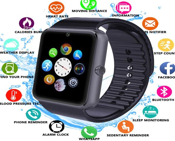 Billige GT08 Andriod Smartwatch mit SIM -Karte Slot Android Smart Watch für Samsung und Andriod Smartphones Armband Bluetoo1603623