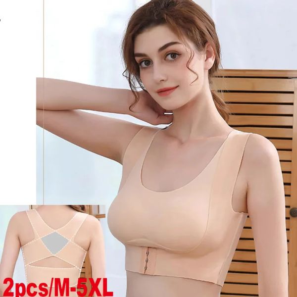 Bras VIP 2pcs/m5xl feminino esportivo de sutiãs para mulheres push up bra postura corretor de bralette de fechamento feminino de roupa de baixo