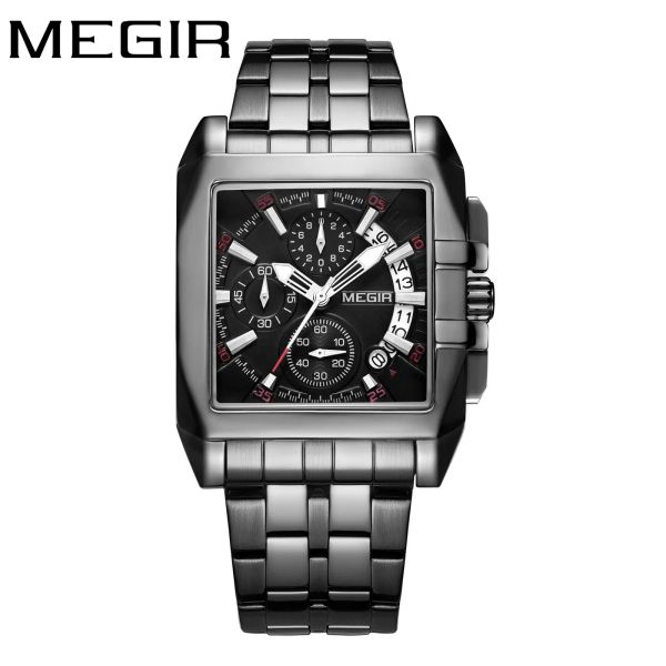 RELISÕES MEGir Men Original Assista a aço inoxidável Quartz Wrist Watches Business Big Dial Wristwatches Moda Relogio Masculino