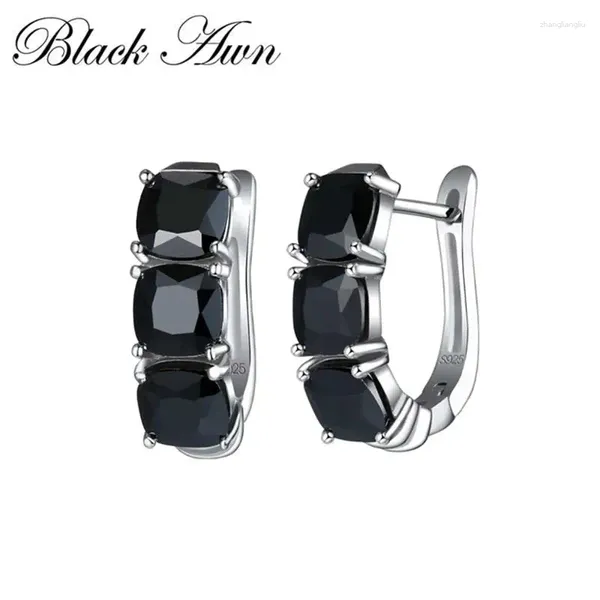 Hoop Ohrringe Schwarze Marke 2024 Einfache silberne Farbe Mode Schmuck Stein süßes Party Stud für Frauen Bijoux Femme i196