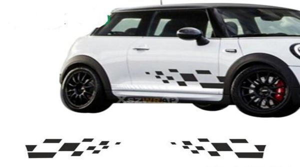 1Pair Square Side Stripes Decals Cooper Mini Classic S Clubman 4 Countryman Carstyling Rocker Painel Sticker8561653