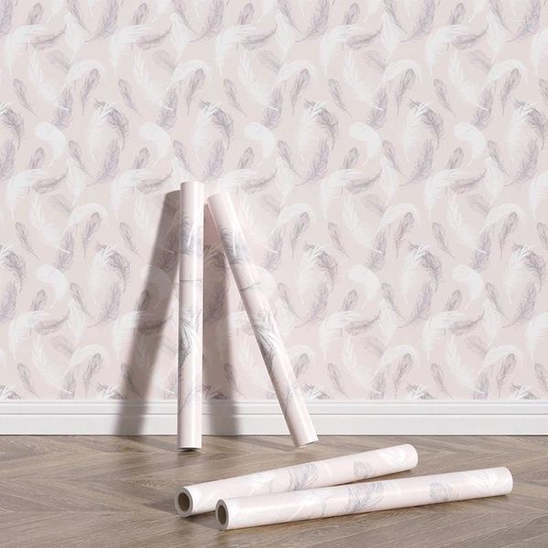 Обои белые перо дизайн настенная бумага для дома украшения розовая кожура водонепроницаемый прочный фон комнаты для GIRS