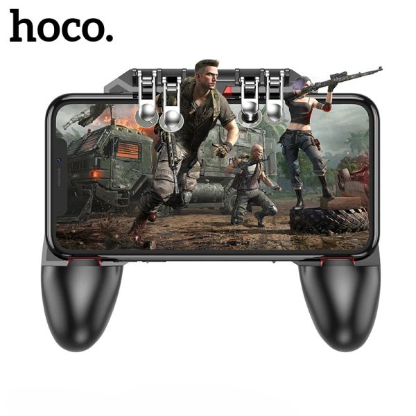 Gamepads hoco hight qualità a 6 finger mobile game controller pulsante chiave di fuoco per iPhone Android L1 R1 Shooter Trigger Joysticks Game Pad