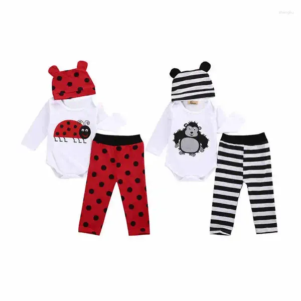 Set di abbigliamento 0-18 mesi vestiti nati 3 pcs coccinella stampa orangutan pannelli pantaloni da cappello set di cappelli per neonati.