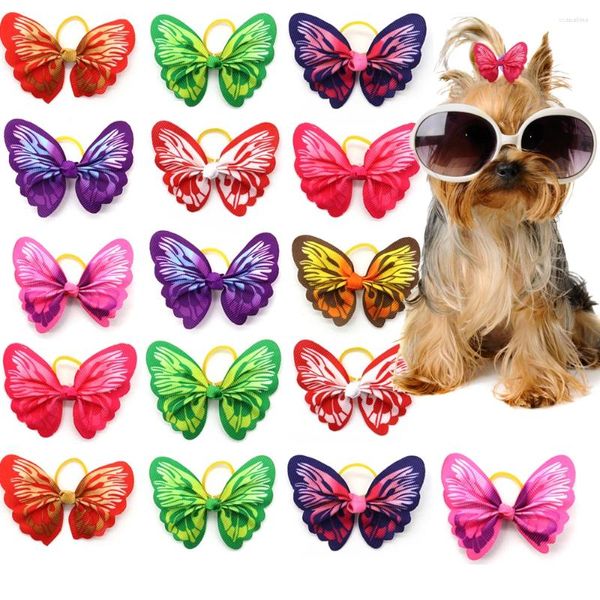 Abbigliamento per cani 30/50 PC cucciolo cucciolo di cuccioli Accessori per la toelettatura carini elastici in stile farfalla per orsacchiotto cognio Malta Bows Forniture