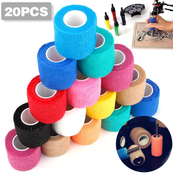 Forniture 1/6/10/20pcs tatuaggio monouso bandage sport wrap nastro adesivo elastico nastro rilegatura elastico tatuatore permanente accessori per il trucco permanente