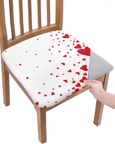 Coperture per sedie Romantico San Valentino Red Love Heart White Elastic Seat Coperchio per le cachi per la protezione domestica