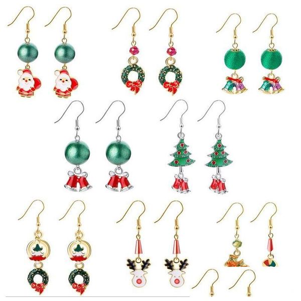 Brincos de lustres de candelabro feminino Crystal Papai Noel Snowman Snowman Drop Ano Novo Pompon Red Set for Girlas Presente de Xmas Fast Ship Delivery Jew DHCEV