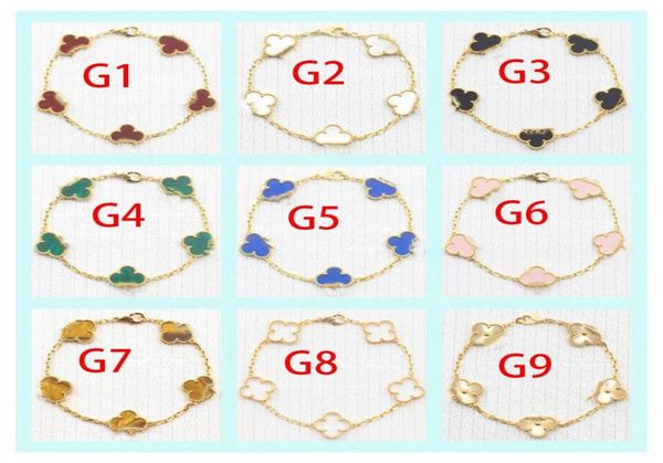 Luxury Clover 4 Flowers Designer Fashion Charm Bracelets For Girls Women 18k Plembre de Brande Verde Branco Branco Branco Brandela Wedd7690447