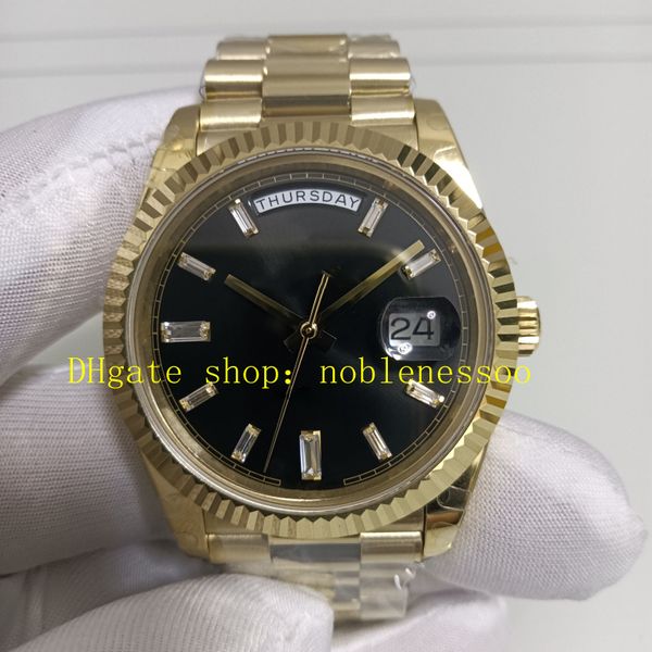 Аутентичные фото мужские часы для мужчин 40 мм дата 228238 Желто -золото черное бриллиантовое циферблат.
