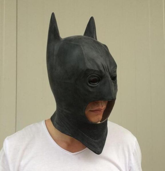 On Cosplay Batman Masks Dark Knight Adult Head Full Batman Latex Mask Hood Silicone Halloween Party Black Mask por Hero Co42929214612916
