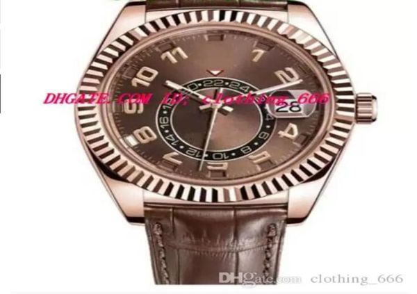 Uomini guardano bracciale in pelle marrone automatica automatica 326135 oro rosa mai indossati orologi di lusso polso 7438530