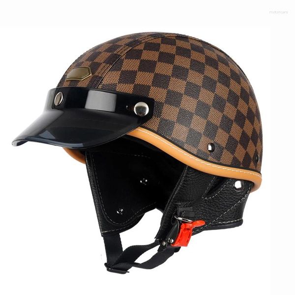 Мотоциклетные шлемы винтажный шлем Электрический кожаный летний педаль круиз мужской и женские три четверти половины он