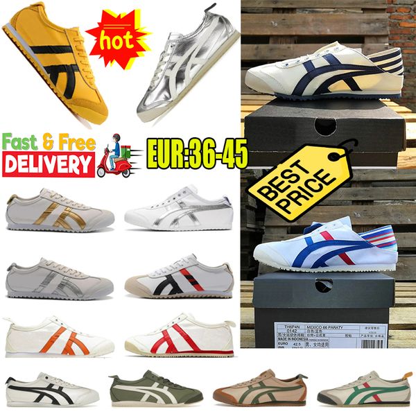 2024 scarpe casual uomini Messico 66 sneaker in pelle slip-on-up gum vela nera bianca gialla verde giallo allenatori sportivi gai sneaker