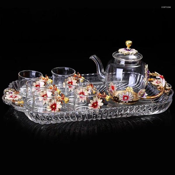 Чайные наборы свадебные чайные кастрюли с ручной нарисованной чашкой кунг-устойчивый