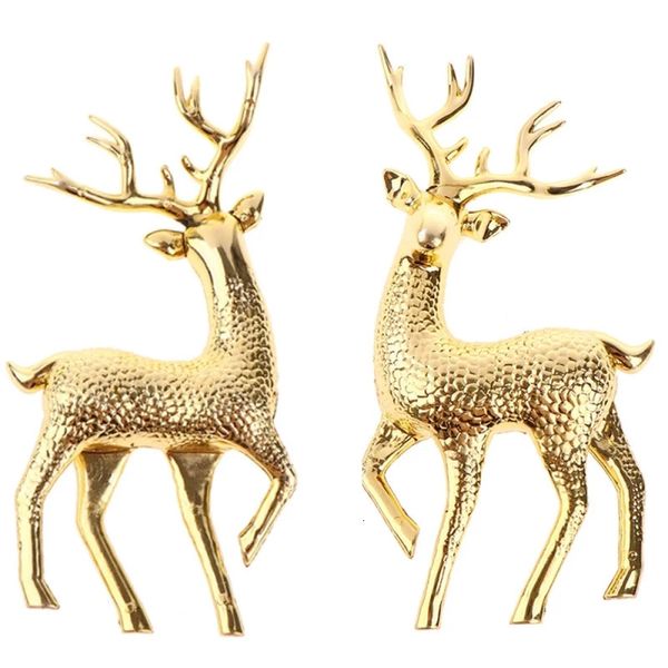 21pcs Gold Deer Statue Rentier Figuren Plastik Elch Skulptur Wohnzimmer Luxus Haus Weihnachten Dekoration Tabletop Ornamente 240408