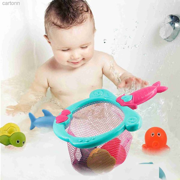 Игрушки для ванн 7pcs для ванн игрушки для рыбалки с рыбной сеткой Safe Sack Flood Frong Fany Toy Toy Parent-Mind Интерактивная координационная игрушка ручной работы. Новая 240413