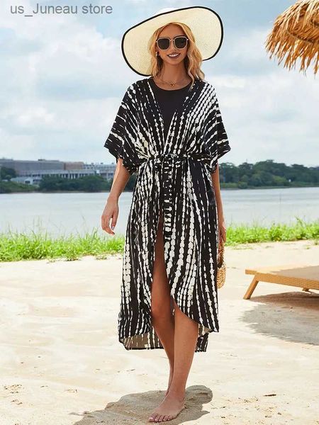 Женские купальники Kaftan Beach Tunic Beach Cover Up Saida de Praia Swimsuit Женщины бикини прикрывают пляжную одежду Pareo Sarong N1225 1 T240415