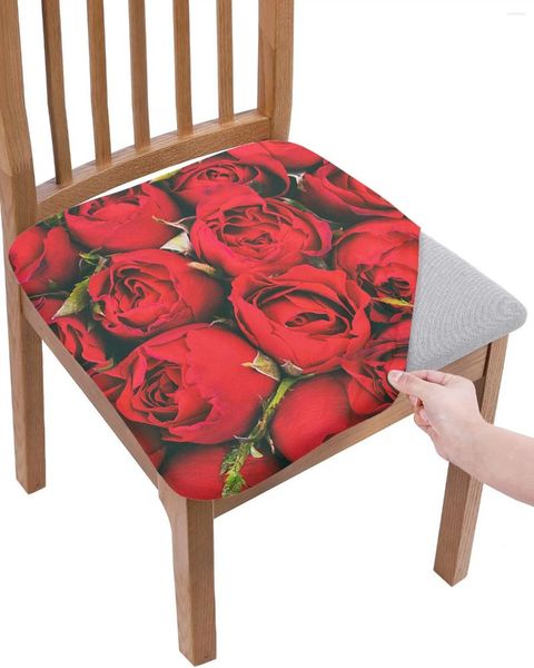 Stuhlabdeckungen rote Rosen Blumenelastizität 2PCS Deckungsbüro Computer Sitzschutz Hülle Haus Küche Esszimmer Slippcover