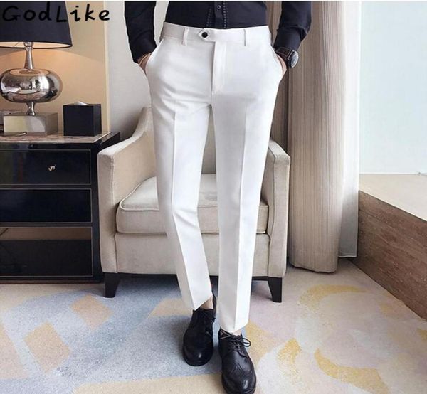 2017 Autumn Business Mens Formale White Suit Pants Cotton Anti Wrinkocket Wedding Bride Groom Mash Business Casual Casuals1968135