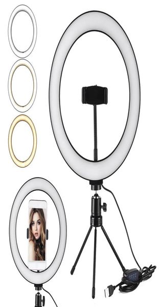 26 cm 10 inç LED Selfie Ring Light Stand Masaüstü USB Cep Telefonu Canlı Yayın Dimmable Mini Tripod ve Telefon Stand191778