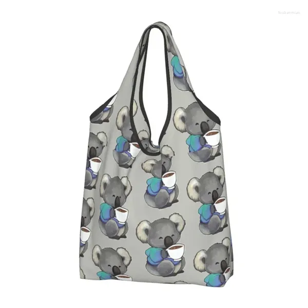 Stume di stoccaggio Comfort Koala Coffee tè da tè per la drogheria Tote Women Fashion Animal Bear Shopper Spalla di grande capacità