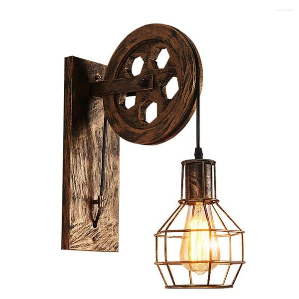 Wandlampe Cafe Sluch leichter Eisen Dachboden Hebeziehelscheibe rustikales Restaurant Verstellbarer Korridor Home Retro Industrial Wohnzimmer E27