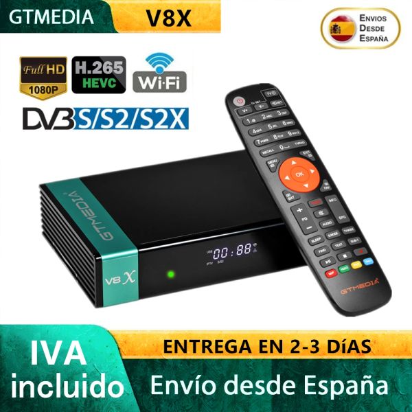 Finder GTMedia V8X Receptor de satélite FTA 1080p HD DVBS2/S2X Builtin WiFi Spain Warehouse GTMedia Digtal TV Receptor