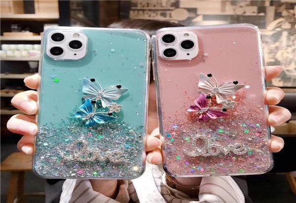 Luxus -Schmetterlingsabdeckung für iPhone 11 Pro Max 7 8 Pluscase Glitter Drop Blue Codes für iPhone XR XS max 6 6S Plus Case Cover ETUI1208541