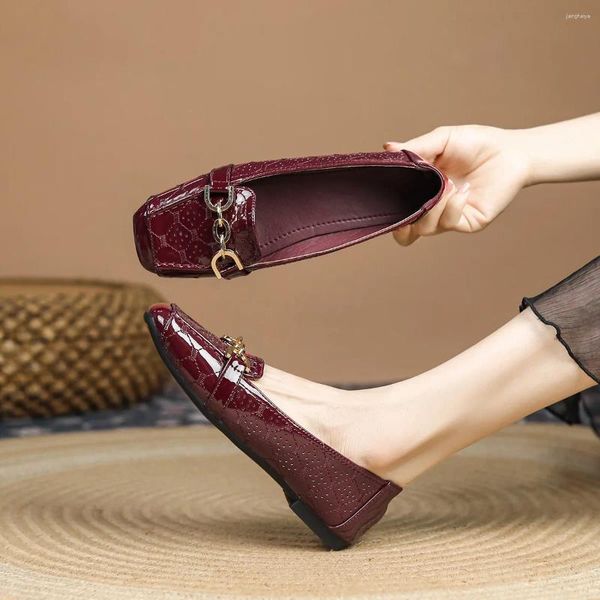 Scarpe casual vino rosso/nero designer piatto da donna donna di lusso Moccasins Fashion Women Flats Office Ladies Zapatillas Mujer