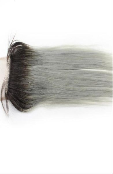 1b di chiusura di pizzo dritta grigia con peli scuri Colore grigio Non Remy Brasile Ombre Human Hair Closures5909306