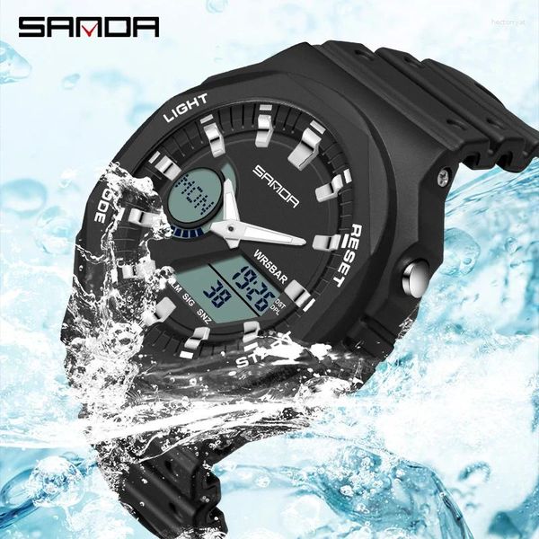 Armbanduhr Sanda Digital LED Watch Männer Militär Sport Quarz Armbanduhr Top Stoppwatch wasserdichte männliche elektronische Uhr 6016
