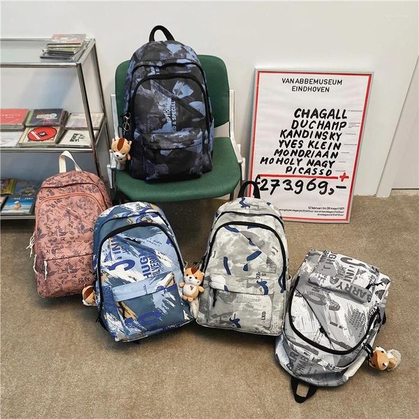 Sırt çantası omuz çantası Kore versiyonu ortaokul koleji öğrenci erkekler moda trend gençlik boş zaman seyahat