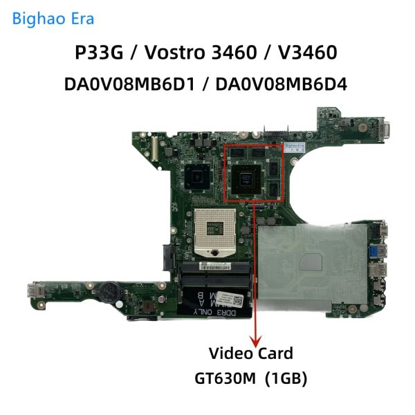 Mãe -mãe para Dell P33G Vostro 3460 V3460 Placa -mãe com chipset HM77 GT630M 1GBGPU DA0V08MB6D1 DA0V08MB6D4 CN0C0NHY C0NHY