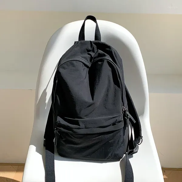 Moda de mochila simples cor sólida unissex bookbag women algodão para adolescentes meninas colegas colegas bolsas de escola preta estudante mochila