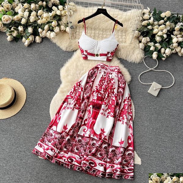 Vestido de duas peças Novo Summer Beach Beach Boho Férias de férias