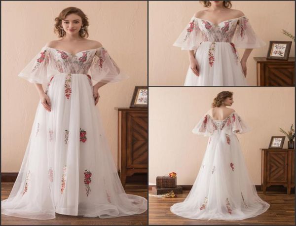 Splendidi ricami floreali bianchi abiti da sera lunghi abiti broda 216 spalla in tulle aline abbigliamento da festa del ballo formale formale ba8799974