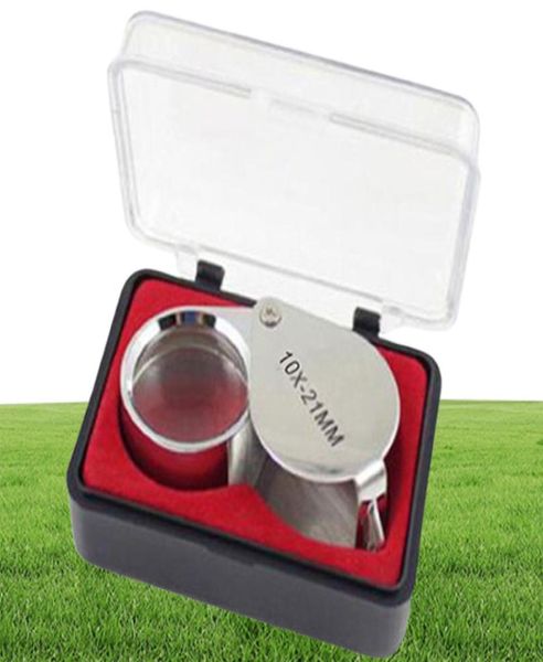 10x 21mm Mini Jeweller Loupe Lenser Lens Microscópio de vidro de lupa para joalheiros diamantes lentes portátil Fresnel Lens4777764
